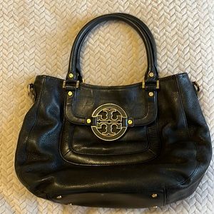 Authentic Tory Burch Amanda black pebbled leather bag